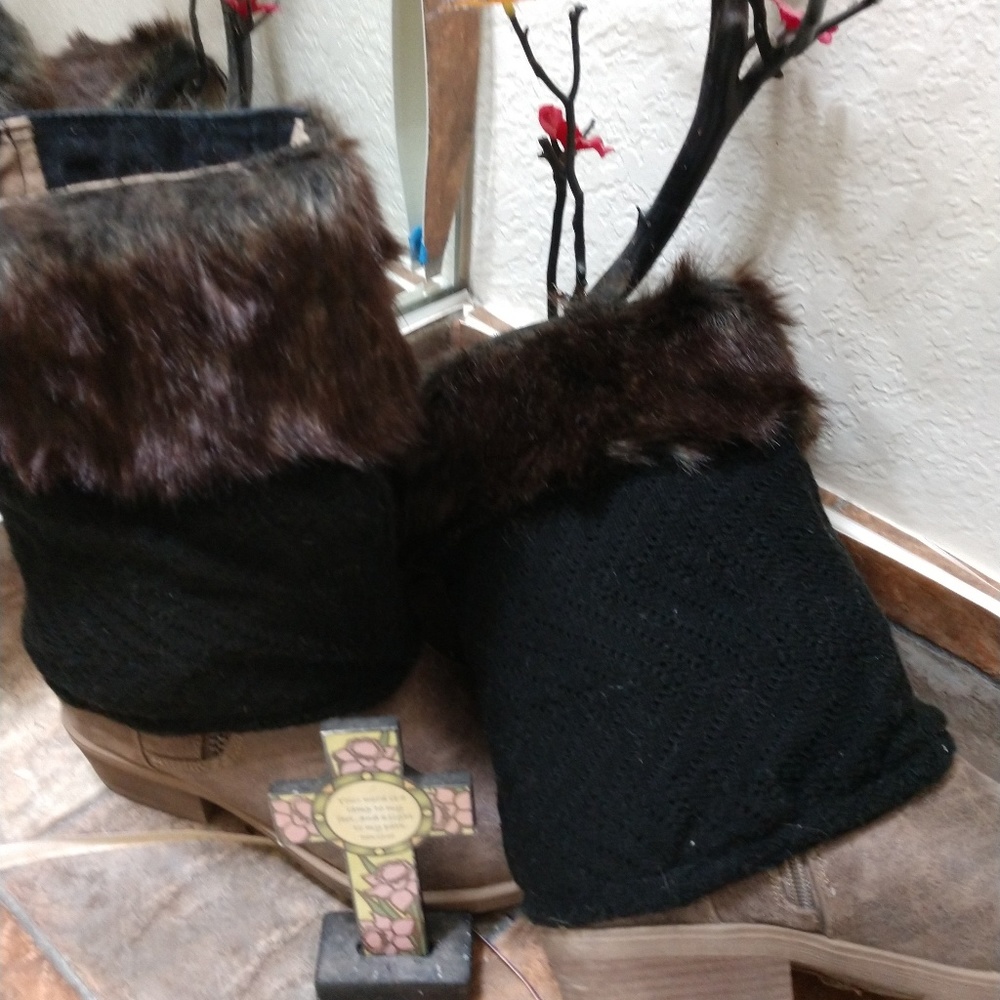 Double side Black denim/Leather Fur Hugs